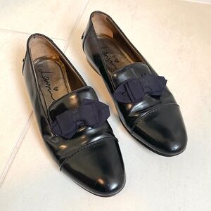 💙 Lanvin Patent Leather Bow Loafer - Size 38 - Dark Navy/Black 💙
